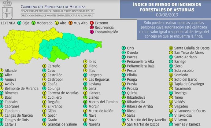 Índice De Riesgo De Incendios Forestales Para Este Viernes 9 De Agosto.
