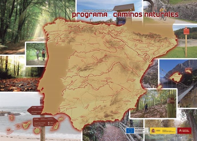Cartel del Programa de Caminos Naturales del Ministerio de Agricultura, Pesca y Alimentación.