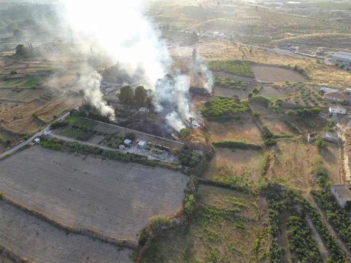 Incendio agrícola ocurrido en el paraje La Vereda de Valentín, en el término municipal de Cehegín