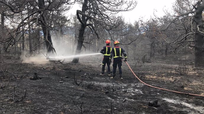 Labores de extinción del incendio forestal en Miraflores de la Sierra (Madrid)