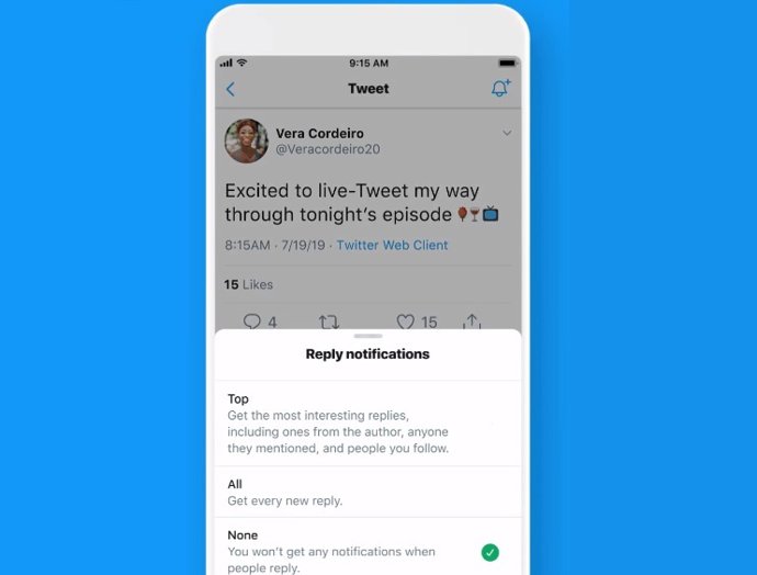 Función de notificaciones por respuestas de Twitter