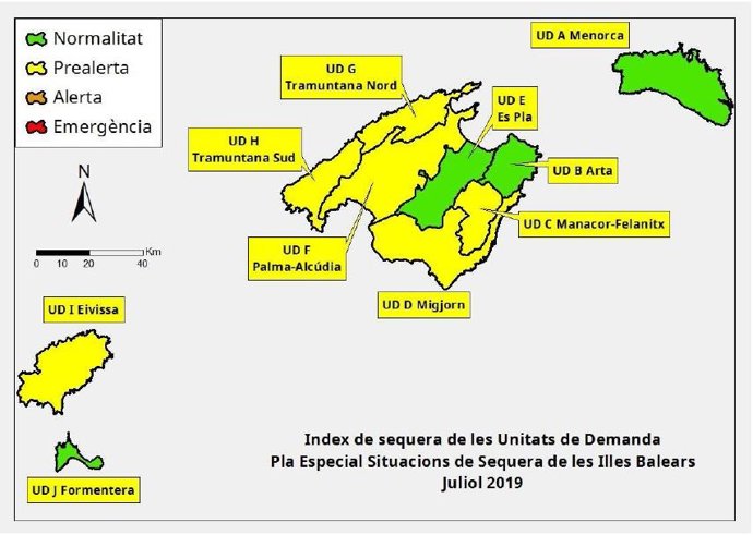 Índices de sequía en Baleares durante julio
