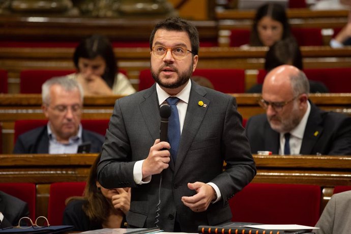 El vicepresident de la Generalitat, Pere Aragonés, en una intervenció en el Parlament