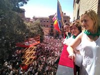 Tres consejeras del Gobierno de Aragón en el inicio de las fiestas de Huesca