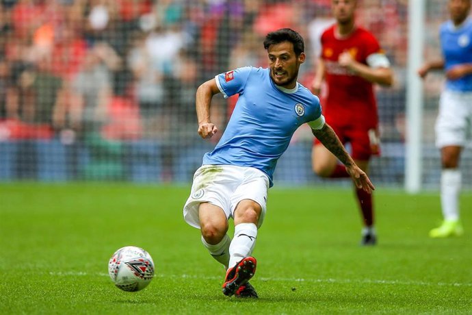 Manchester City midfielder David Silva (21) on the ball during the FA Community Shield match between Liverpool and Manchester City at Wembley Stadium, London, England on August 4, 2019 - Photo Nigel Keene / ProSportsImages / DPPI