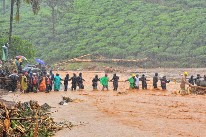Zona inundada por las luvias en Kerala