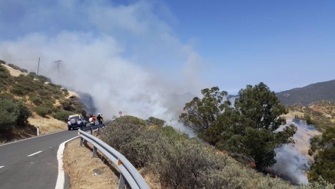 Incendio forestal en la zona de Las Peñas, en el municipio de Artenara