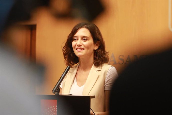 Imagen recurso de la candidata del PP a la Presidencia de la Comunidad de Madrid, Isabel Díaz Ayuso, en la Asamblea de Madrid