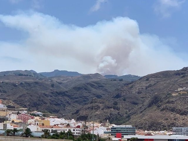 Imagen del incendio de Artenara, en las cumbres de Gran Canaria