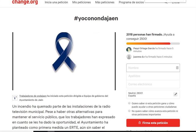 Petición de Ondajaén en Change.Org.