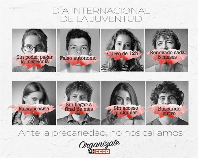Cartel de CCOO con motivo del Día Internacional de la Juventud