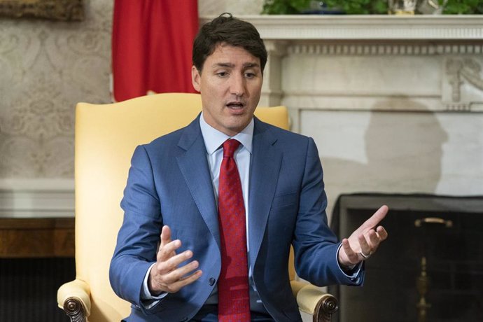 June 20, 2019 - Washington, DC USA:  Canadian Prime Minister Justin Trudeau speaks alongside US President Donald J. Trump (not pictured) in the Oval Office of the White House in Washington, DC, USA, 20 June 2019. The president spoke to the media about I