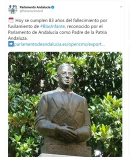 Mensaje del Parlamento andaluz sobre Blas Infante de 2019