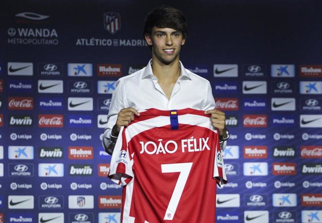 Joao Felix durante su presentación como jugador del Atlético de Madrid
