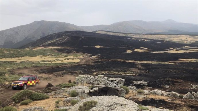 Imagen de una zona afectada por el incendio de Miraflores de la Sierra y Rascafría