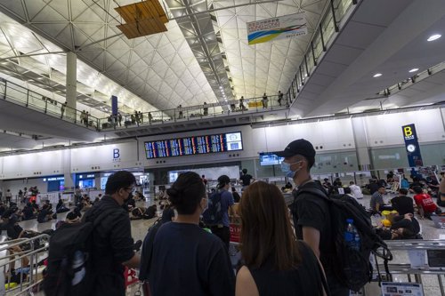 12  agosto 2019, Aeropuerto de Hong Kong . Foto: Adryel Talamantes/ZUMA Wire/dpa