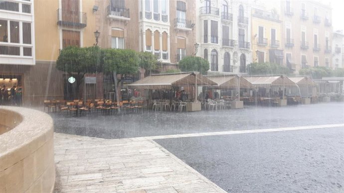 Imagen de la tormenta en la ciudad de Murcia