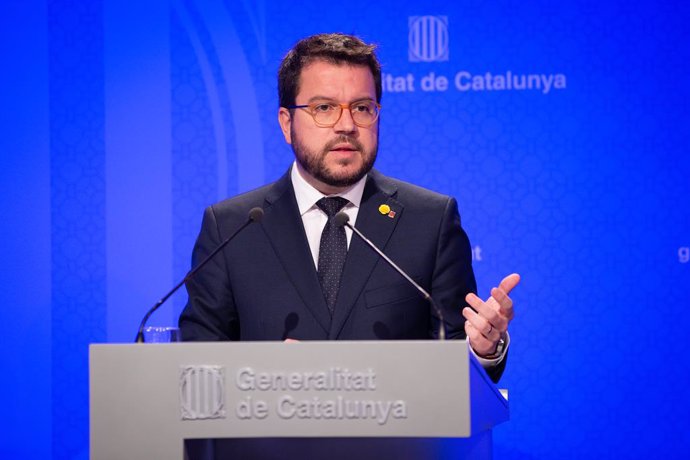 El vicepresident i conseller d'Economia i Hisenda de la Generalitat, Pere Aragonés, en roda de premsa després del Consell Executiu.