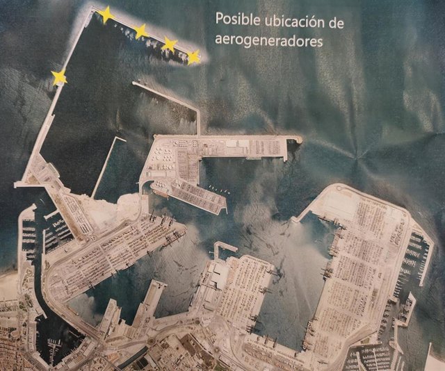 Esquema con la posible ubicación de los aerogeneradores