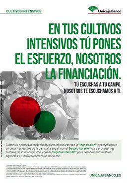 Unicaja Banco lanza una campaña de financiación de cultivos intensivos, con 426 