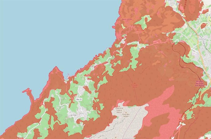 Mapa de la zona de Llucalcari-CalaDei en Mallorca