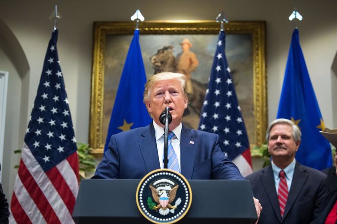 August 2, 2019 - Washington, DC USA: President Donald Trump speaks on a U.S. beef trade deal with the European Union, in the Roosevelt Room at the White House in Washington, DC on Friday, August 2, 2019. (CONTACTO)