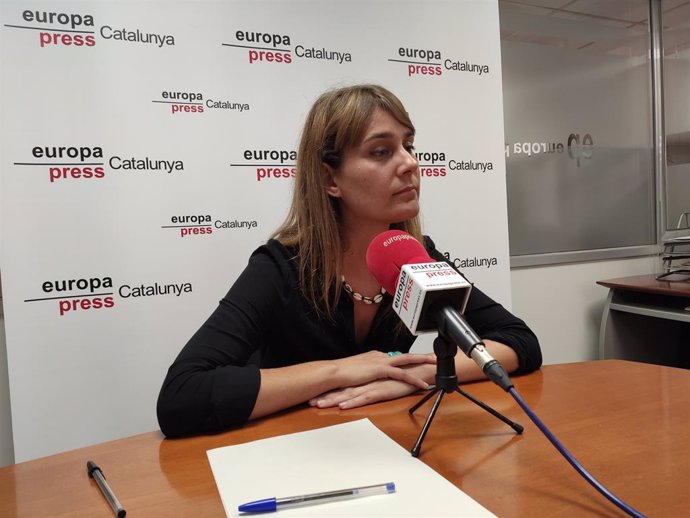 La presidenta de CatECP en el Parlament, Jéssica Albiach, en una entrevista d'Europa Press