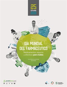 Cartel del Consejo General de Colegios Oficiales de Farmacéuticos (CGCOF) para celebrar su Día Mundial el próximo 25 de septiembre de 2019