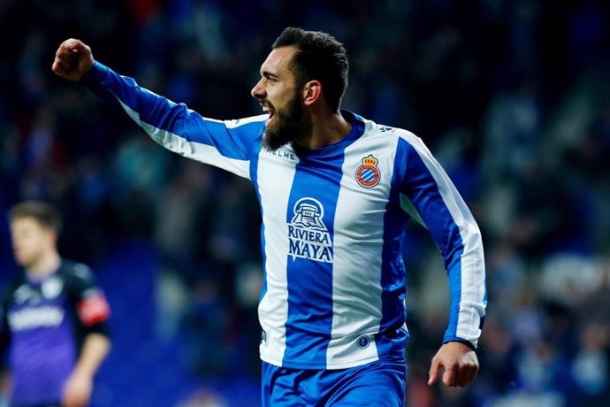 Borja Iglesias celebra un gol con el RCD Espanyol.