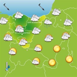 Abuztuaren 15eko eguraldi mapa.