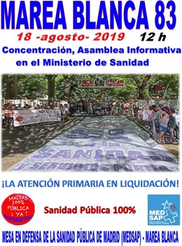 Cartel de la concentración de la próxima Marea Blanca en Madrid