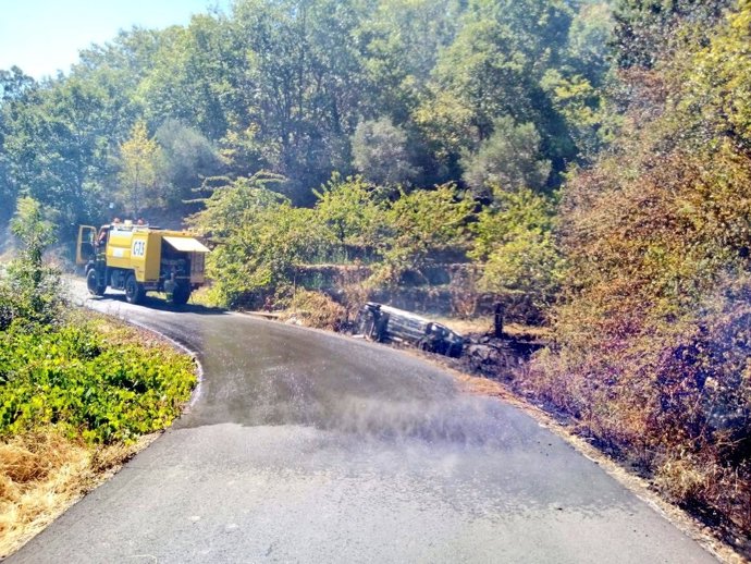 Imagen donde se ha producido el accidente y posterior incendio.