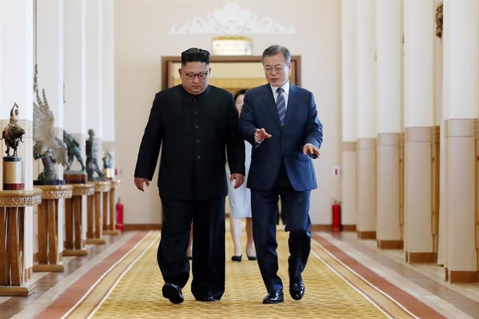 El líder norcoreano, Kim Jong Un, y el presidente de Corea del Sur, Moon Jae In