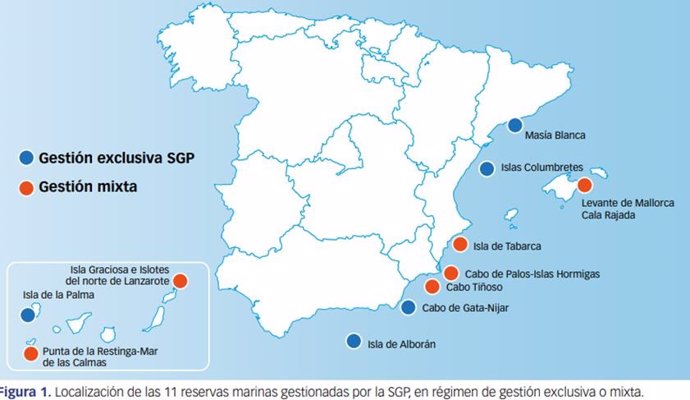 Localización de las 11 reservas marinas