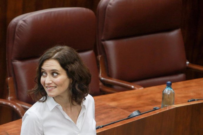 Isabel Díaz Ayuso tras conocer el resultado de la votación que la convirtió en presidenta de la Comunidad de Madrid