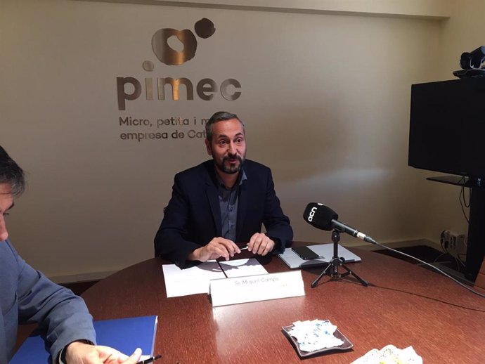 El president d'Autnoms Pimec, Miquel Camps, en roda de premsa