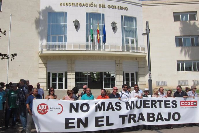 Concentración en Jaén el año pasado tras la muerte de un trabajador en la provincia