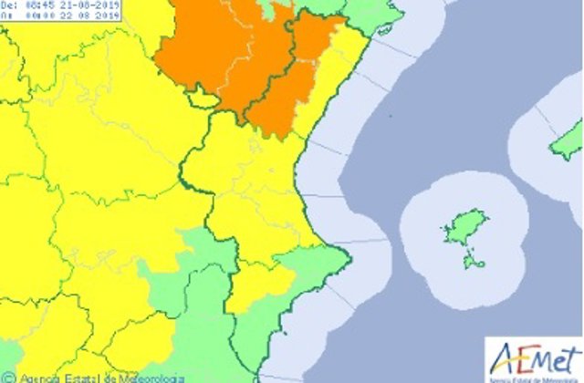 Mapa Comunitat Valenciana para este miércoles