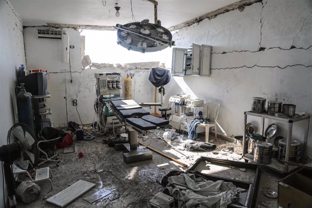 Interior de un hospital bombardeado en Idlib