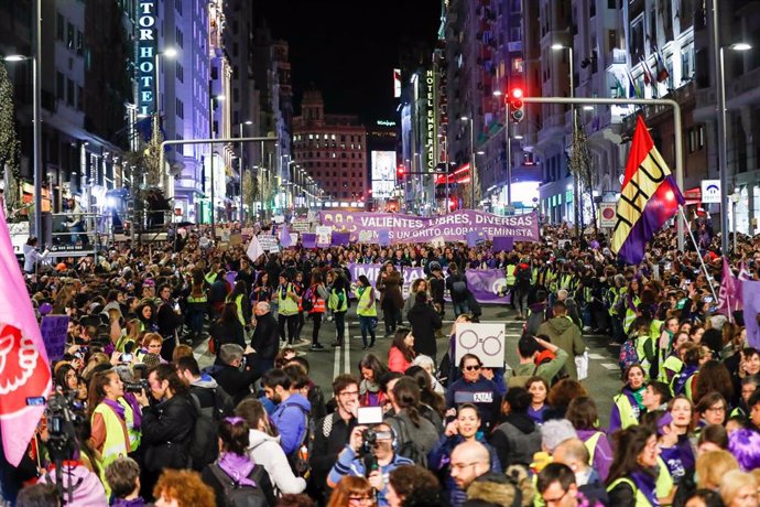 Manifestación de la huelga feminista en Madrid