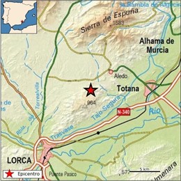 Localización del terremoto registrado la noche del jueves 22 de agosto en la sierra de la Tercia