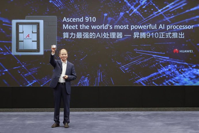 Eric Xu, presidente rotatorio de Huawei, durante la presentación del procesador Ascend 910 y la plataforma MindSpore