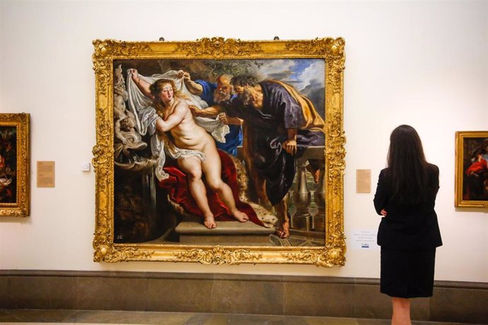 Obra de Rubens restaurada 'Susana y los viejos' expuesta en la Real Academia de Bellas Artes de San Fernando de Madrid.
