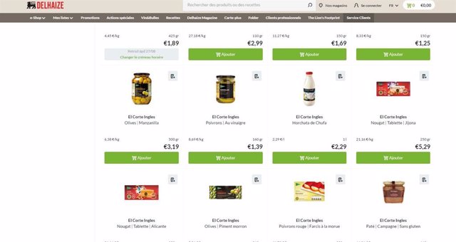 Presencia de productos de El Corte Inglés en los supermercados belgas de Delhaize