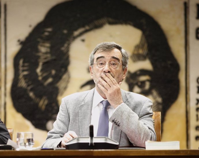 El presidente del Senado, Manuel Cruz, durante la constitución de la Comisión Constitucional del Senado de la XIII Legislatura.