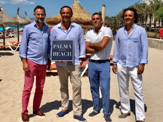 (I-D): Antoni Martorell, Director De Comunicación De Palma Beach; Juan Miguel Ferrer, CEO Palma Beach; Pedro Marin Y Mika Ferrer, Gerente Y Director De Marketing De Palma Beach Respectivamente.