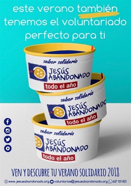 Cartel de la campaña de la Fundación Jesús Abandonado para el voluntariado para los meses de verano