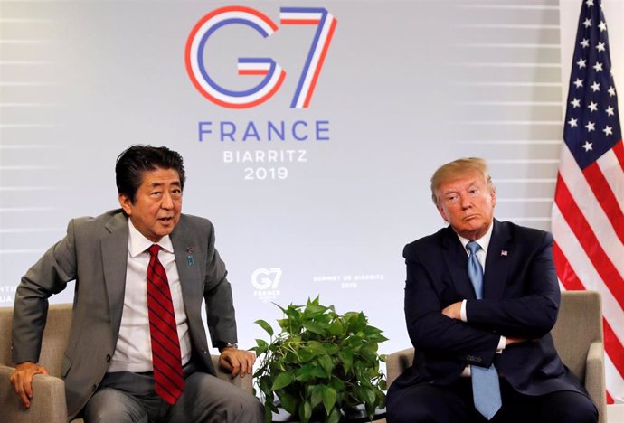 Shinzo Abe y Donald Trump en Biarritz, Francia
