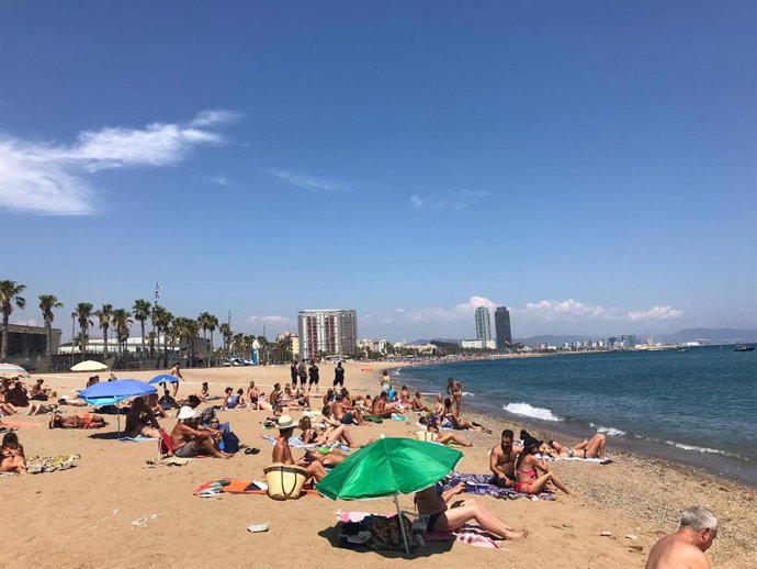 Perímetro en la playa de Sant Sebasti de Barcelona