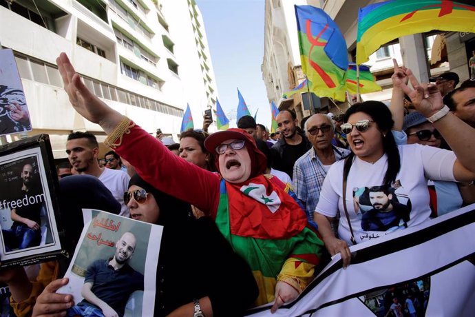 Manifestación contra el encarcelamiento de los líderes de las protestas del Rif